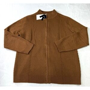 Runcati Sweater Jacket Mens XL Brown Knit Ribbed Textured Soft Cozy NWT